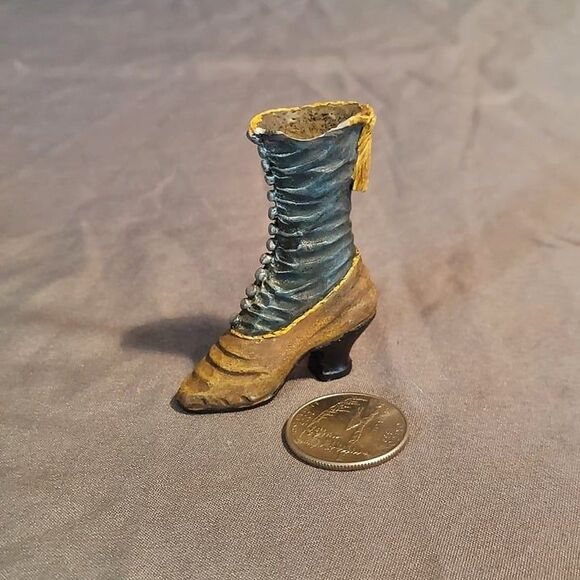 Miniature Vintage Victorian Boot Resin Women High Heel Shoe Figurines - Picture 3 of 9
